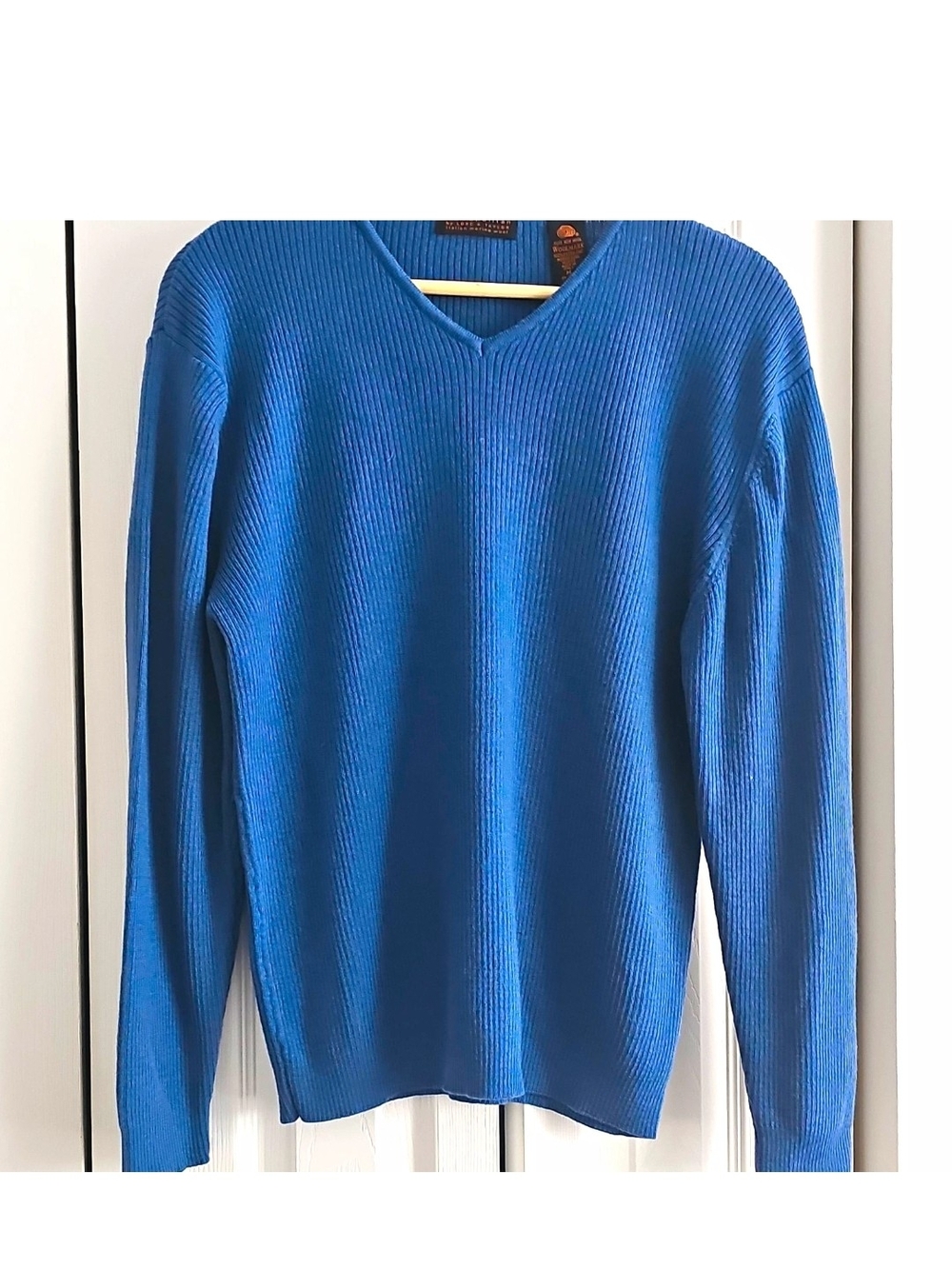 Lord & Taylor Woman's Bright Blue V-Neck Ribbed Sweater